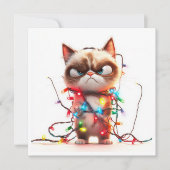 Kerstkaart met mopperpot in lichtjes (Voorkant)