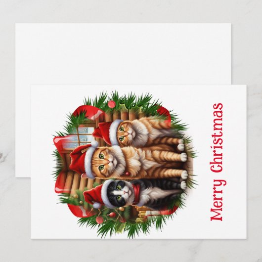 Kerstkaart met moppige katjes (Voorkant / Achterkant)