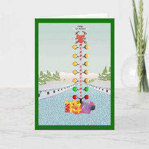 Kerstkaart met motor feestdagen kaart