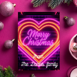 Kerstkaart met neon en personalisatie kaart