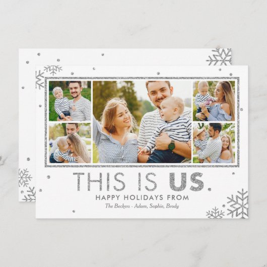 Kerstkaart met nep zilver van 'This Is Us' (Voorkant / Achterkant)