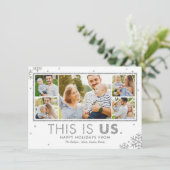 Kerstkaart met nep zilveren afwerking (Staand voorkant)