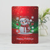 Kerstkaart met nepsnoer sneeuwman (Staand voorkant)