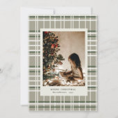 Kerstkaart met neutrale kleuren en geruite minimal (Voorkant)