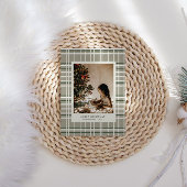 Kerstkaart met neutrale kleuren en geruite minimal