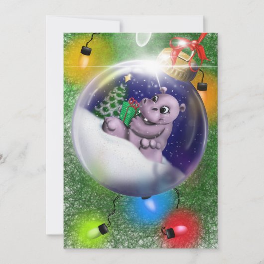 Kerstkaart met nijlpaard (Voorkant)