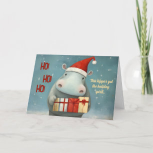 Kerstkaart met nijlpaard in de kerstsfeer kaart