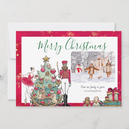 Kerstkaart met Notenkraker Ballet Vlak (Voorkant)