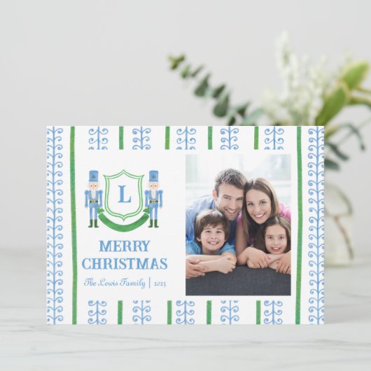 Kerstkaart met Notenkraker Monogram Kaart (Staand voorkant)