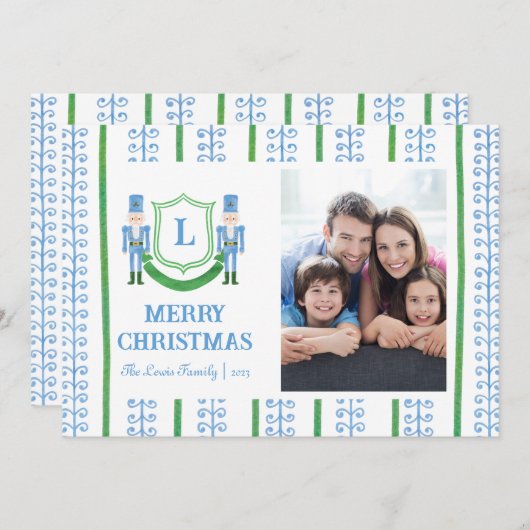 Kerstkaart met Notenkraker Monogram Kaart (Voorkant / Achterkant)