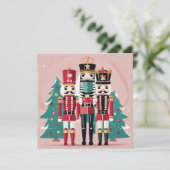 Kerstkaart met Notenkraker plat kerstfeest (Staand voorkant)