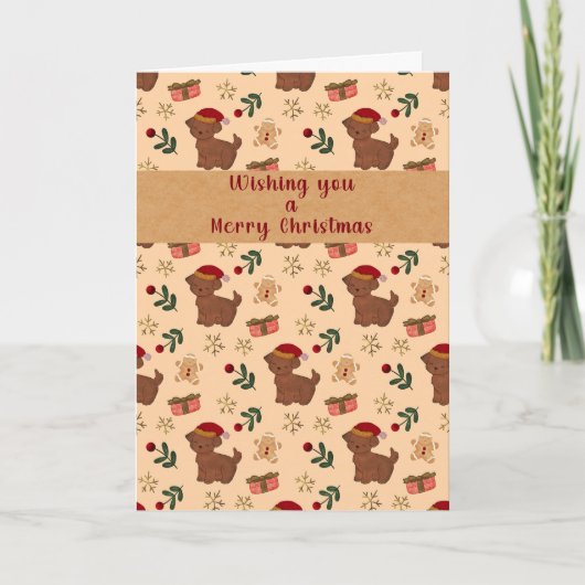 Kerstkaart met ondeugende puppy-sinterklaas-ginger kaart (Voorkant)