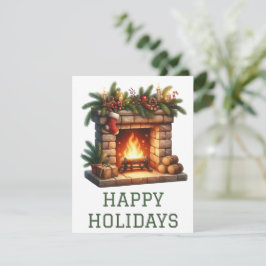 Kerstkaart met open haard