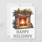 Kerstkaart met open haard (Voorkant)