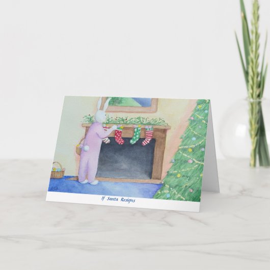 Kerstkaart met opgevouwen konijn kaart (Voorkant)