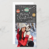 Kerstkaart met ornamenten op krijtbord (Voorkant / Achterkant)