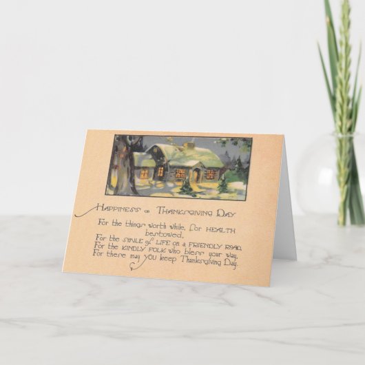 Kerstkaart met Oud-Amerikaanse Thanksgiving-vrolij Kaart (Voorkant)