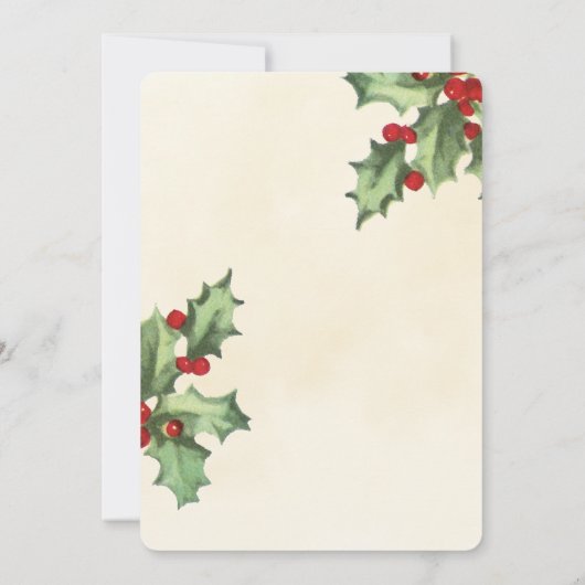 Kerstkaart met Oude Hulst Tak Bedankkaart (Achterkant)