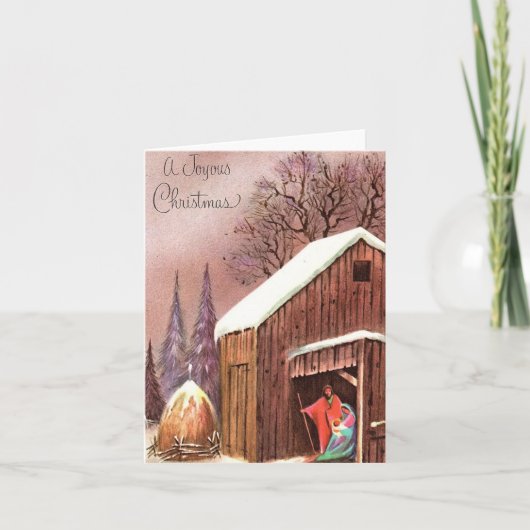 Kerstkaart met Oude Kerststal Scene Kaart (Voorkant)