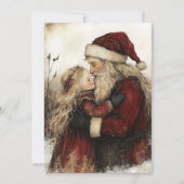 Kerstkaart met oude man Sant en meisje (Voorkant)