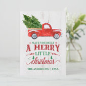 Kerstkaart met Oude Rode Truck (Staand voorkant)