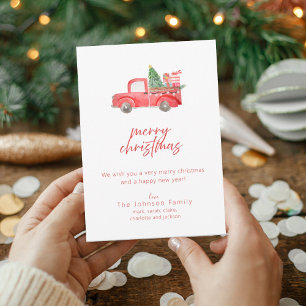 Kerstkaart met Oude Rode Truck Kaart