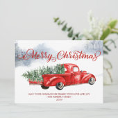 Kerstkaart met Oude Rode Truck Wenskaart (Staand voorkant)