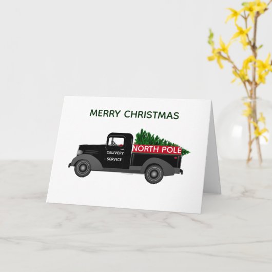 Kerstkaart met oude vrachtwagen van de Noordpool Kaart (Gele Bloem)