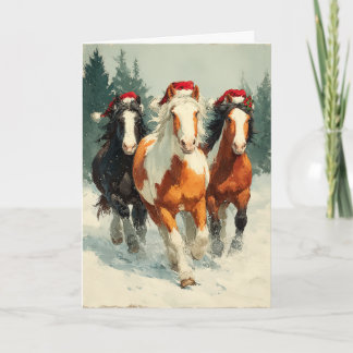 Kerstkaart met paard Feestdagen Kaart