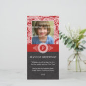 Kerstkaart met paisley-monogram en foto (Staand voorkant)