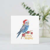 Kerstkaart met parkiet (Staand voorkant)