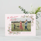 Kerstkaart met Pastel Holly Kerstgroet (Staand voorkant)