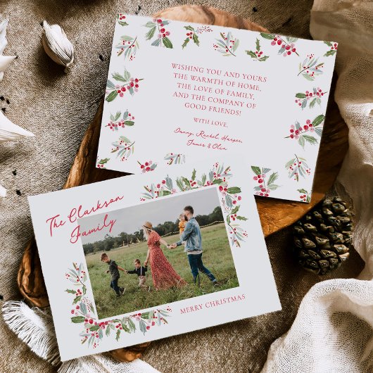 Kerstkaart met Pastel Holly Kerstgroet