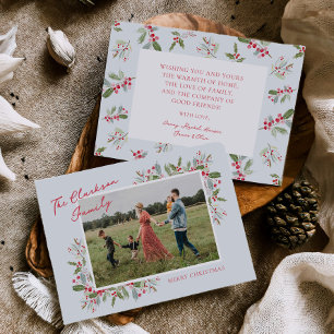 Kerstkaart met Pastel Holly Kerstgroet