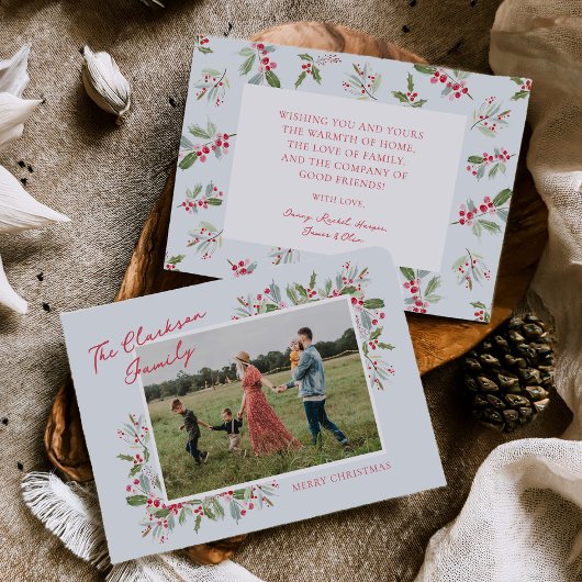 Kerstkaart met Pastel Holly Kerstgroet