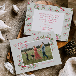 Kerstkaart met Pastel Holly Kerstgroet