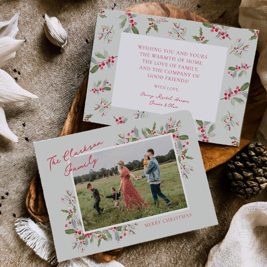 Kerstkaart met Pastel Holly Kerstgroet
