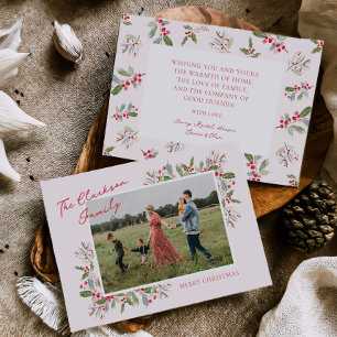 Kerstkaart met Pastel Holly Kerstgroet