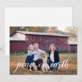 Kerstkaart met 'Peace on Earth'-calligrafie (Voorkant / Achterkant)