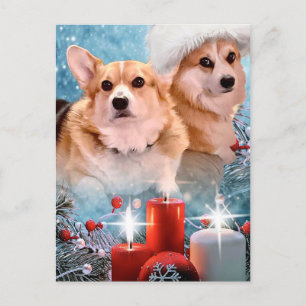 Kerstkaart met Pembroke Welsh Corgi's Feestdagenkaart