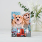 Kerstkaart met Pembroke Welsh Corgi's Feestdagenkaart (Staand voorkant)
