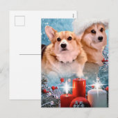 Kerstkaart met Pembroke Welsh Corgi's Feestdagenkaart (Voorkant / Achterkant)