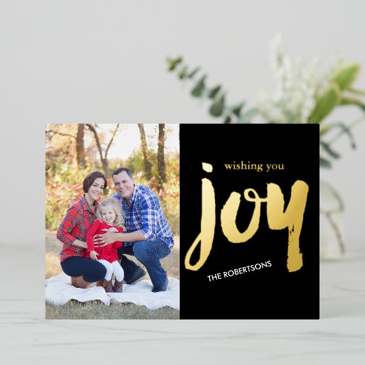 Kerstkaart met penseel schrift folie uitnodiging (Staand Voorkant)