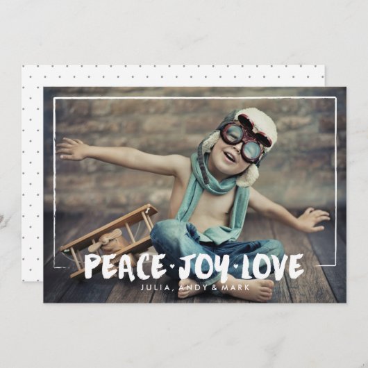 Kerstkaart met penseelstreken van liefde (Voorkant / Achterkant)