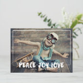 Kerstkaart met penseelstreken van liefde foto (Staand voorkant)