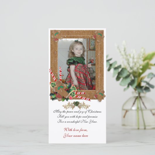 Kerstkaart met peperkoek (Staand voorkant)