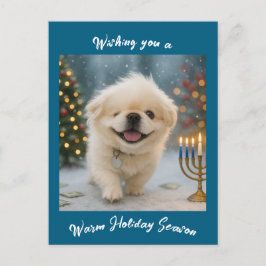 Kerstkaart met Pete de Pekingees Feestdagenkaart
