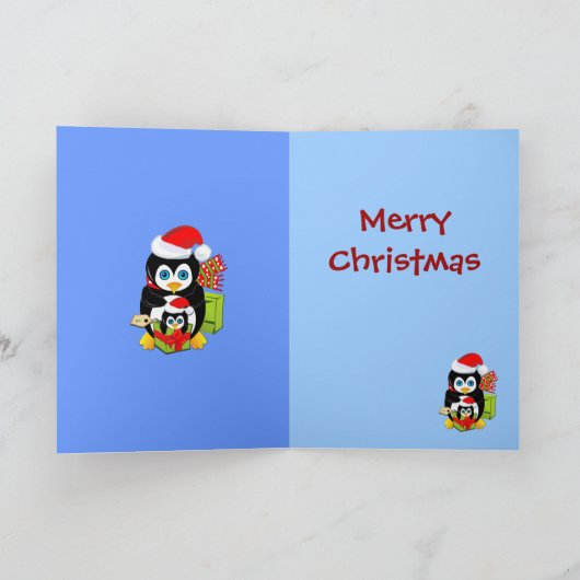 Kerstkaart met Pinguïnen en Polkadots Feestdagen Kaart (Binnen)