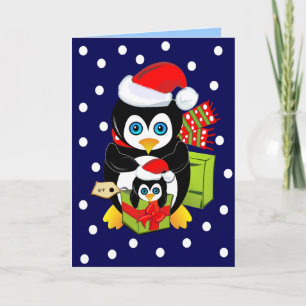 Kerstkaart met Pinguïnen en Polkadots Feestdagen Kaart