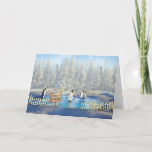 kerstkaart met pinguïns feestdagen kaart